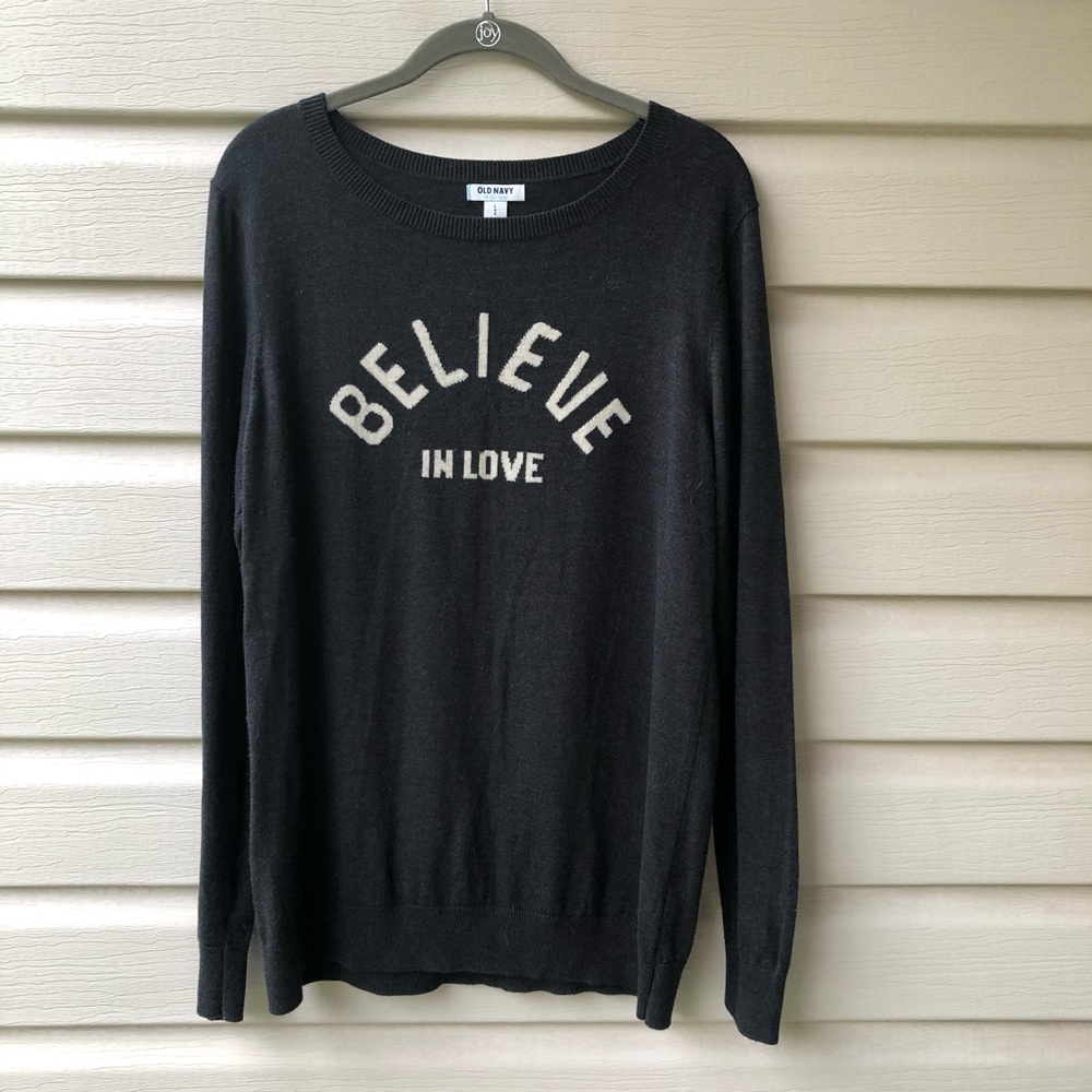 ❤️ Large Grey Old Navy Lightweight Sweater Believe